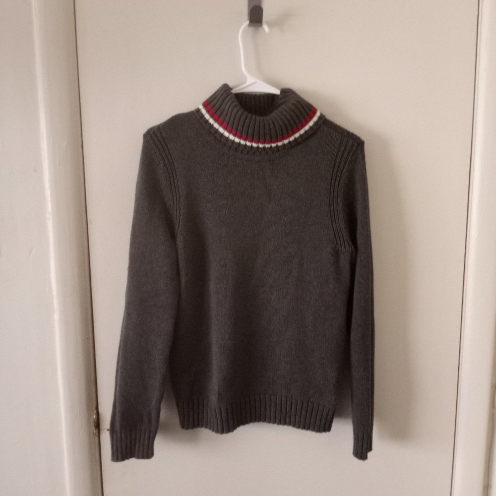 Tommy Hilfidger Gray Striped Turtleneck Sweater